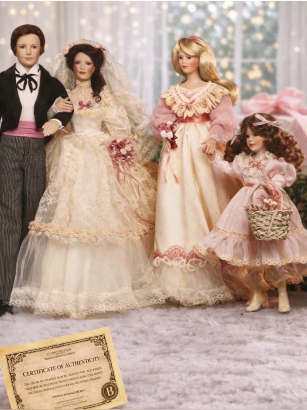 Paradise Galleries Wedding Collection 4 Doll Set COAs Stands Stamped